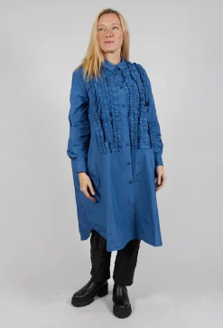 Hindahl u0026 Skudelny Shirts & Blouses^Light Taffeta Long Blouse with Ruffles in Blue