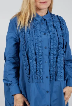 Hindahl u0026 Skudelny Shirts & Blouses^Light Taffeta Long Blouse with Ruffles in Blue