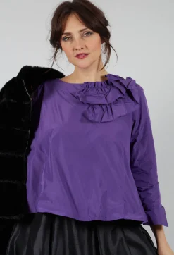 Hindahl u0026 Skudelny Shirts & Blouses^Light Taffeta Shirt with Ruffles in Purple