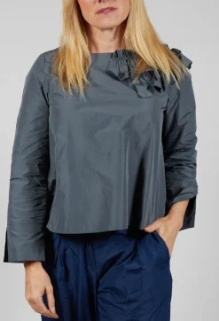 Hindahl u0026 Skudelny Shirts & Blouses^Light Taffeta Shirt with Ruffles in Oliv
