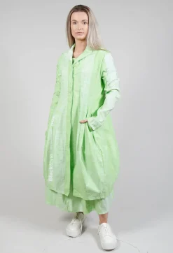 Rundholz Black Label Coats^Lightweight Coat with Tulip Hem in Placed Lime Print