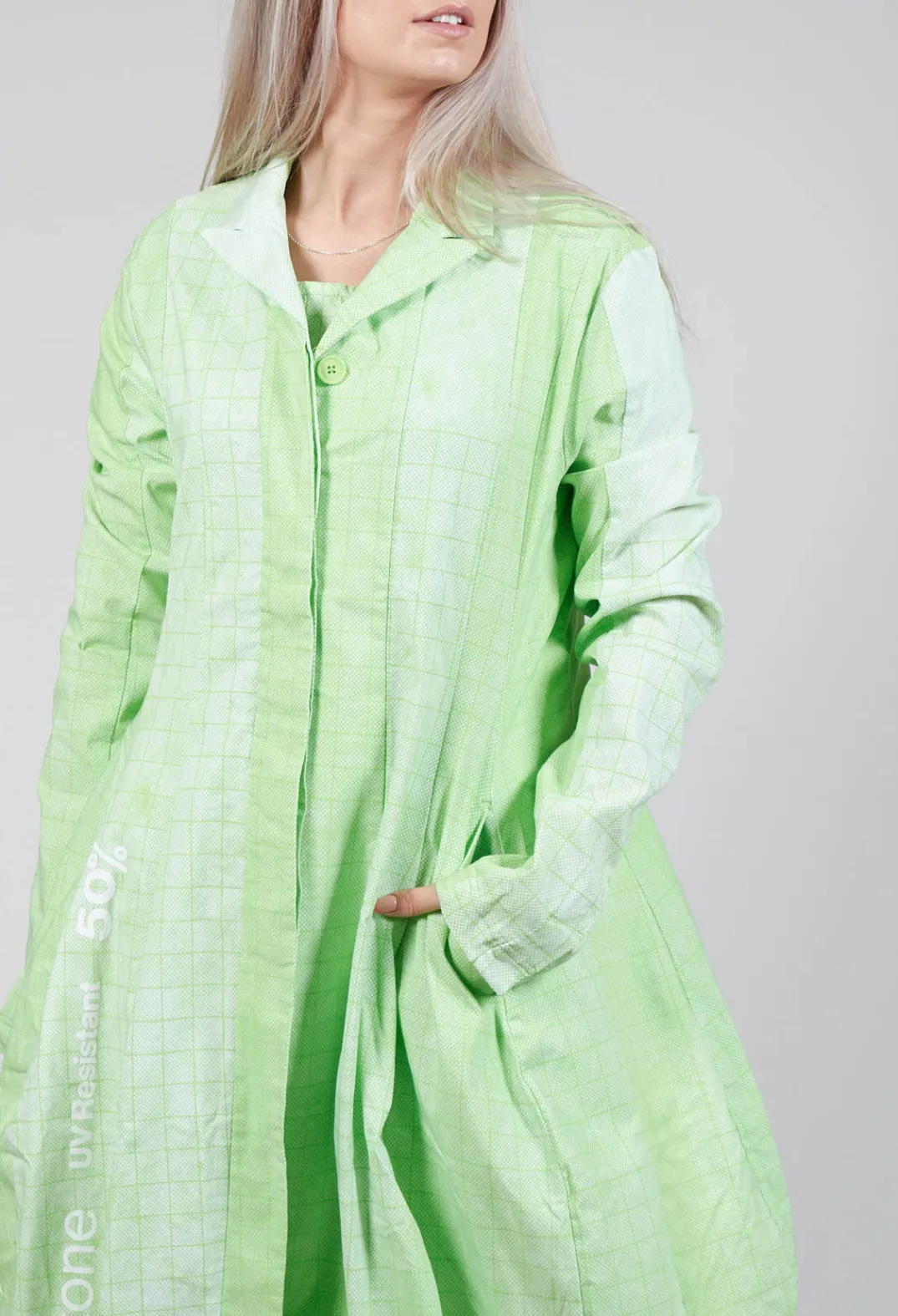 Rundholz Black Label Coats^Lightweight Coat with Tulip Hem in Placed Lime Print