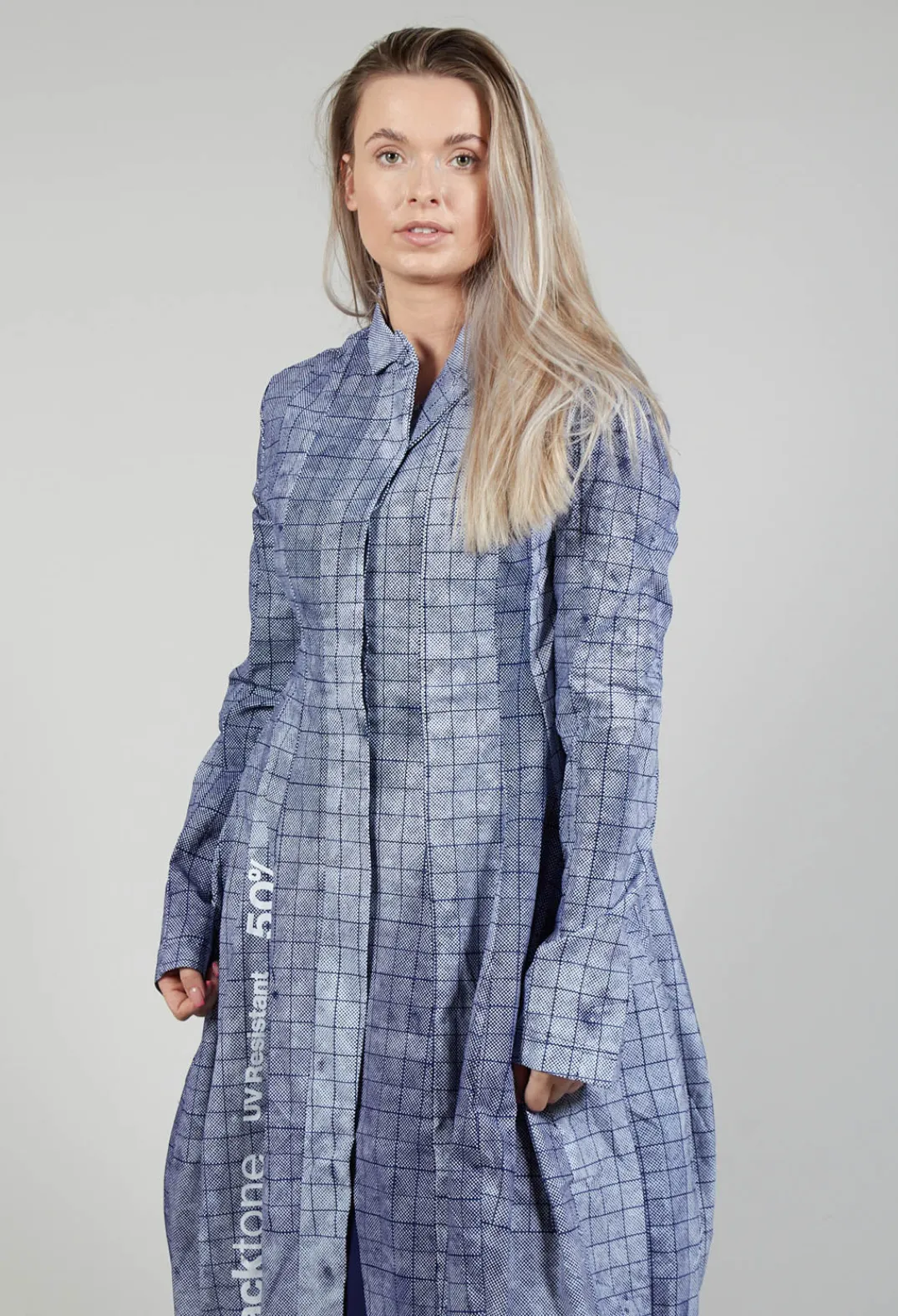 Rundholz Black Label Coats^Lightweight Coat with Tulip Hem in Placed Azur Print