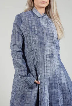 Rundholz Black Label Coats^Lightweight Coat with Tulip Hem in Placed Azur Print