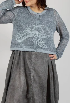 Rundholz Black Label Cardigans^Lightweight Cropped Cardigan in Black Cloud Print