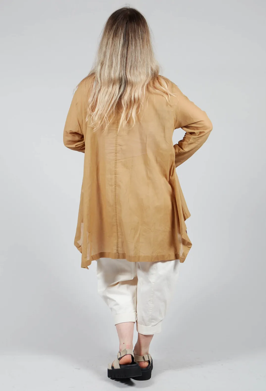 Moyuru Shirts & Blouses^Lightweight Longline Shirt in Brown Print
