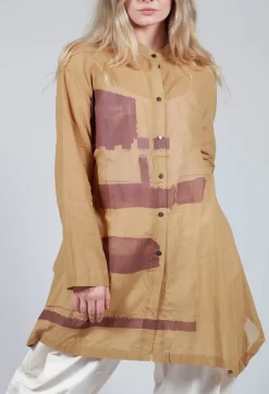 Moyuru Shirts & Blouses^Lightweight Longline Shirt in Brown Print