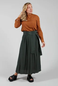 Niù Skirts^Lightweight Pleated Skirt with Sash in Mirto