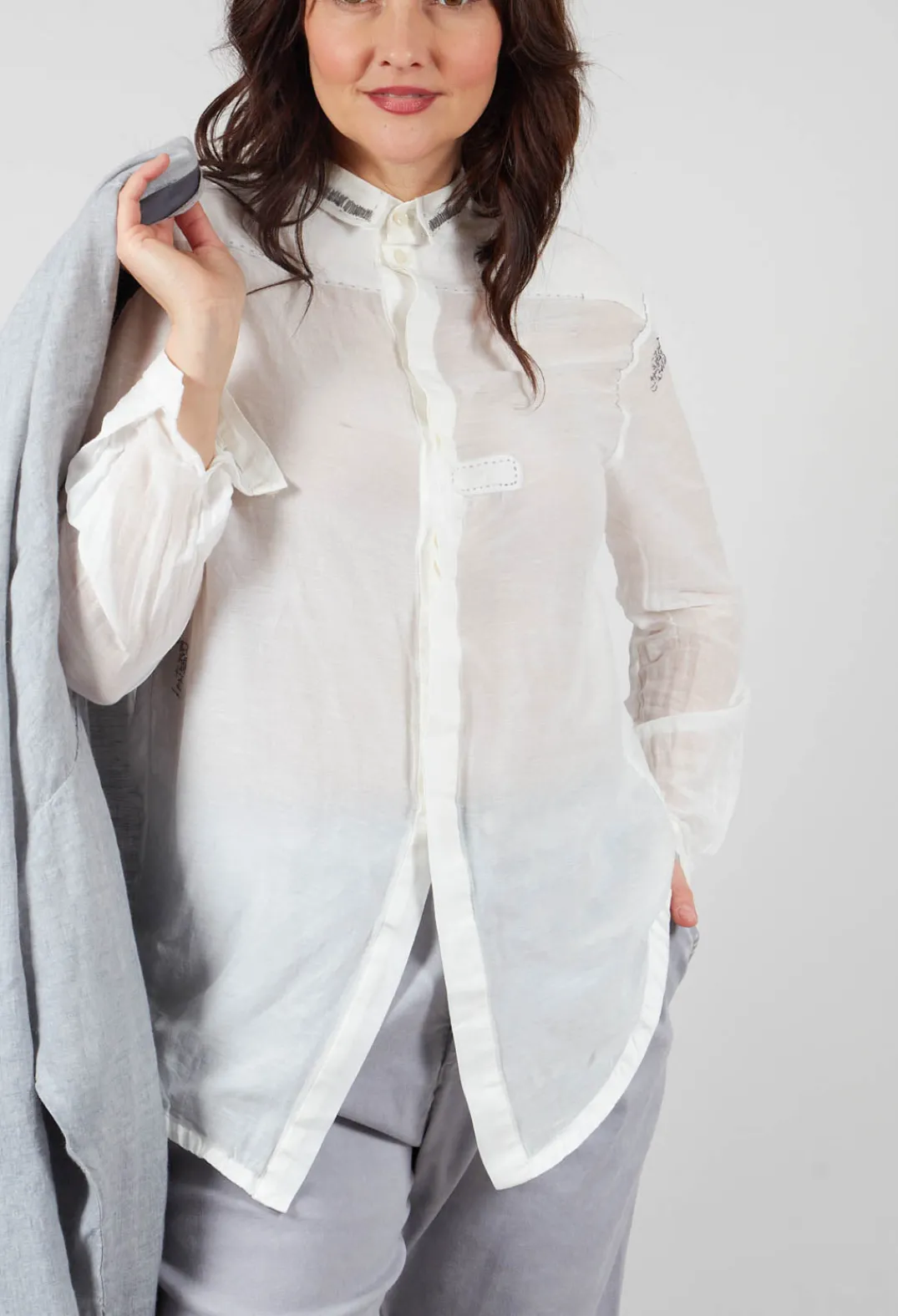 Umit Unal Shirts & Blouses^Lightweight Shirt with Stitch Detail in White