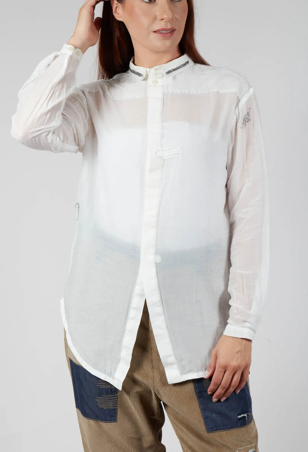 Umit Unal Shirts & Blouses^Lightweight Shirt with Stitch Detail in White