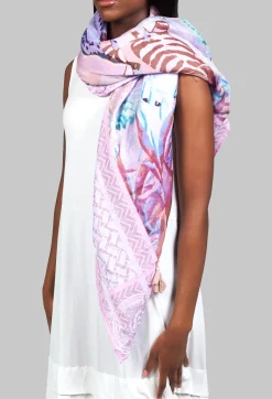 Rubicon Scarves^Lightweight Silk Scarf with Animal Print in Pink