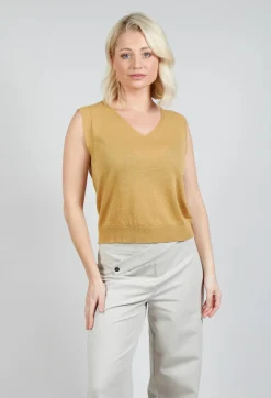 Sarah Pacini Jumpers^Lightweight Sweater Vest in Mustard