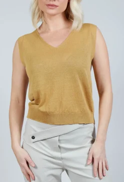 Sarah Pacini Jumpers^Lightweight Sweater Vest in Mustard