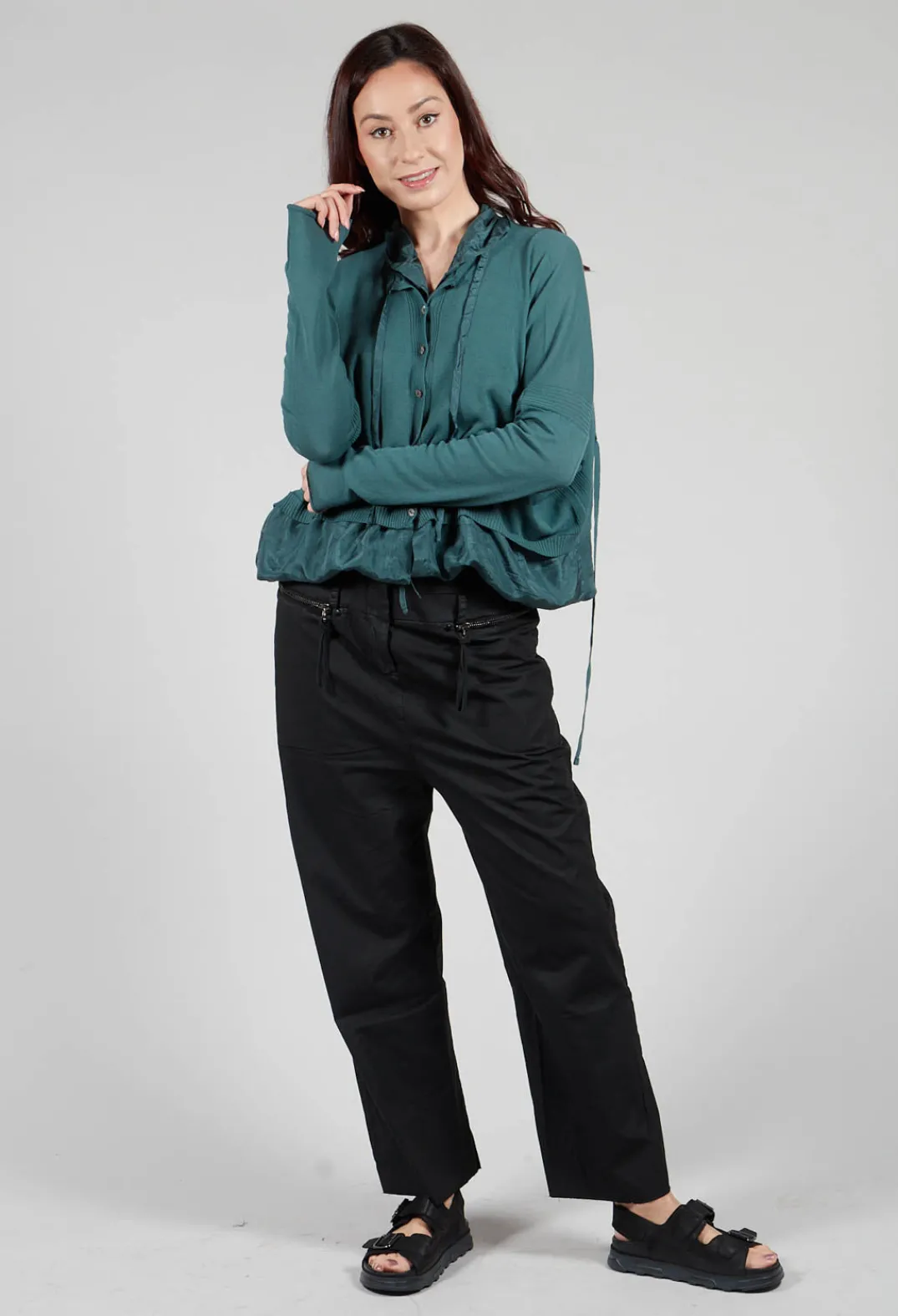 Masnada Jumpers^Lined Cardigan with Hood in Petrol
