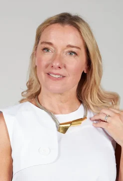 Narratives Necklaces^Linen and Bronze Twisted Cone Collar