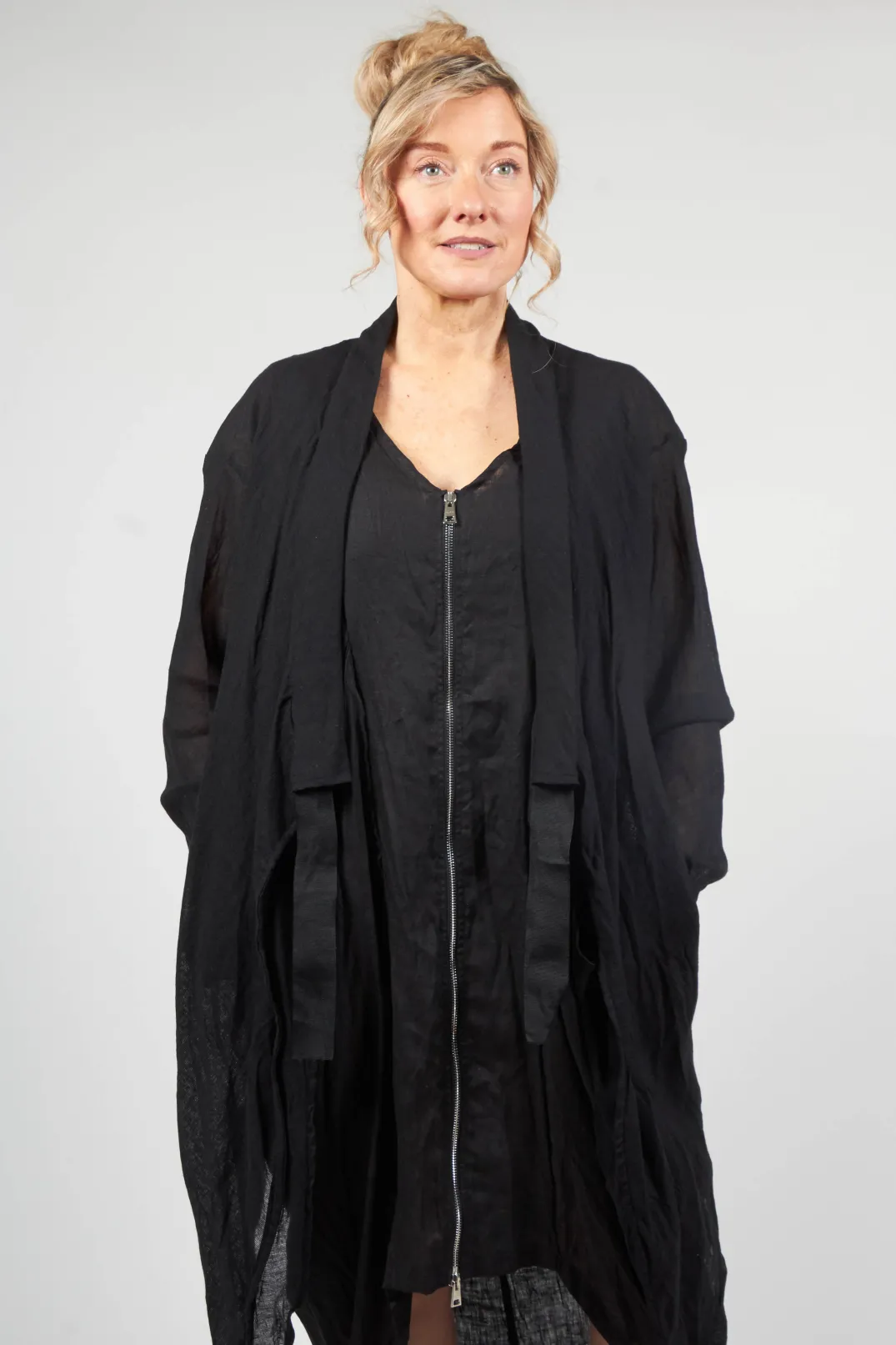 La Haine Jackets^Linen Blend Lightweight Jacket in Nero