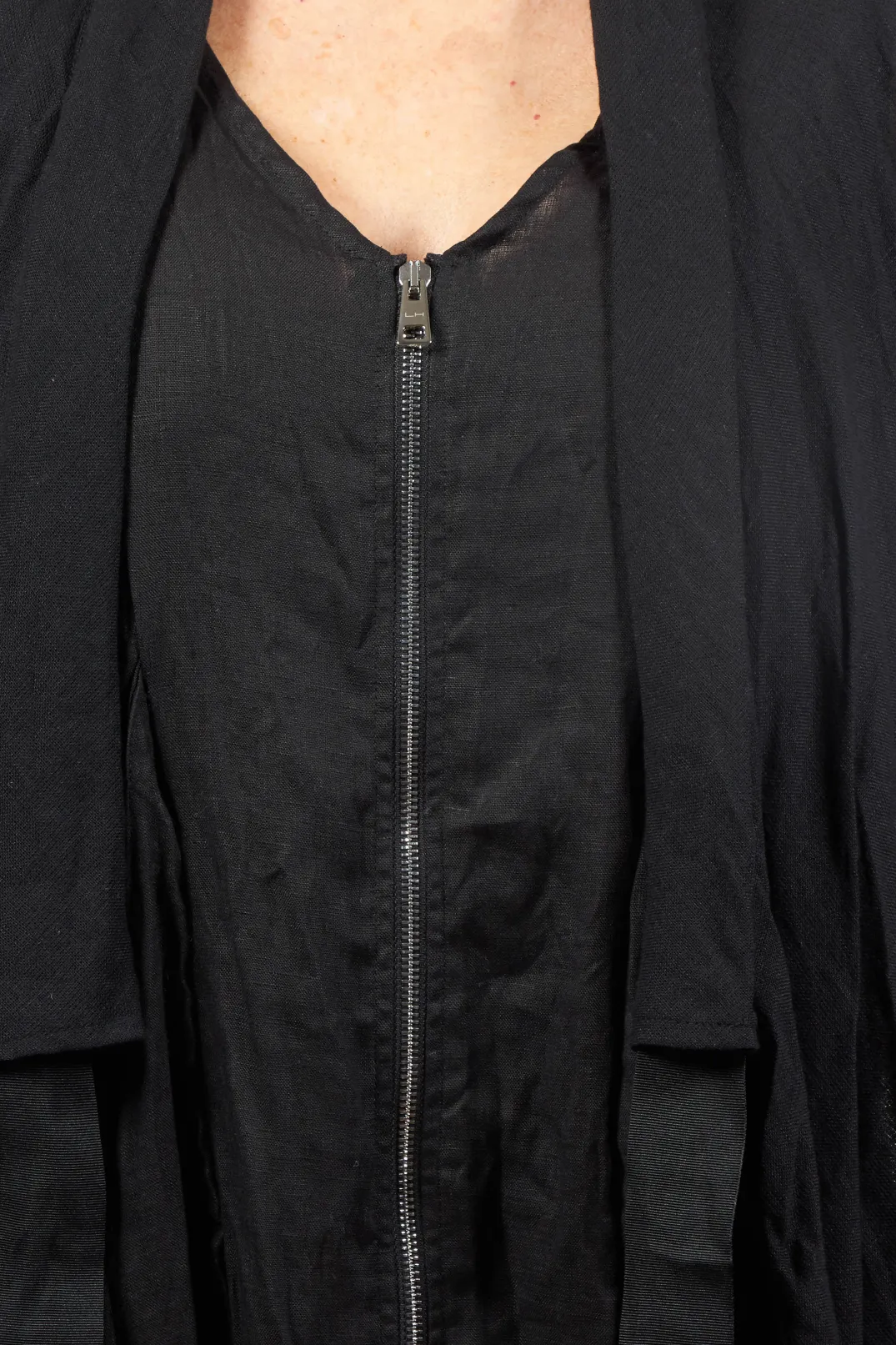 La Haine Jackets^Linen Blend Lightweight Jacket in Nero