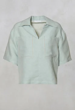 Beatrice B Shirts & Blouses^Linen Blouse with Large Pockets in Sky