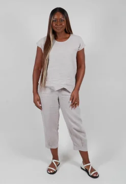 Thing Tops^Linen Short Sleeve Top in Light Grey