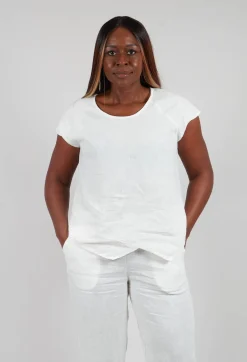 Thing Tops^Linen Short Sleeve Top in Off White