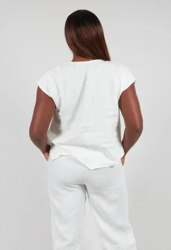 Thing Tops^Linen Short Sleeve Top in Off White