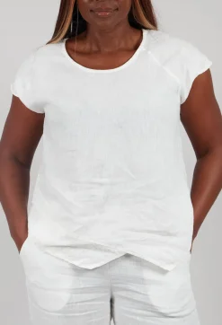 Thing Tops^Linen Short Sleeve Top in Off White