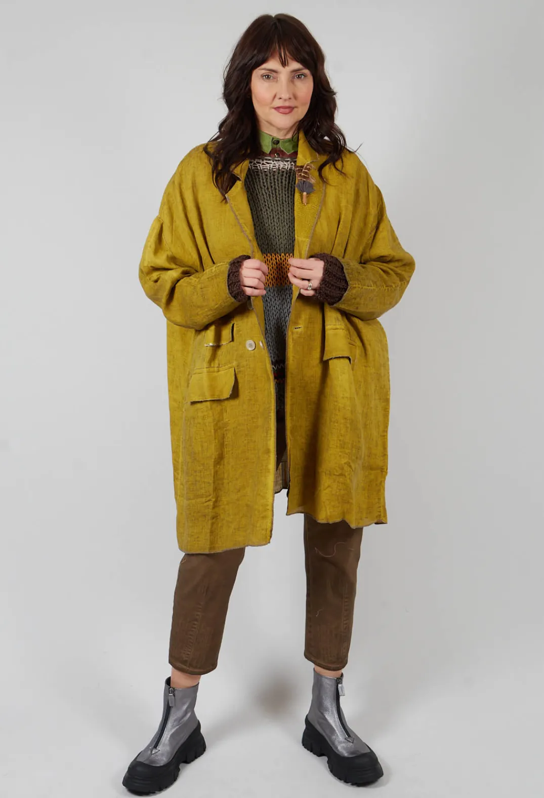 Umit Unal Coats^Linen Trench Coat in Original Mustard