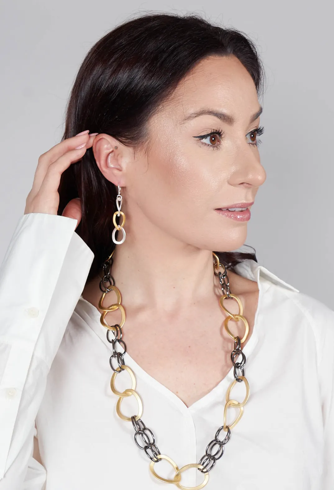 Bender Schmuck Earrings^Link Chain Earrings in Bi-Coloured Metal