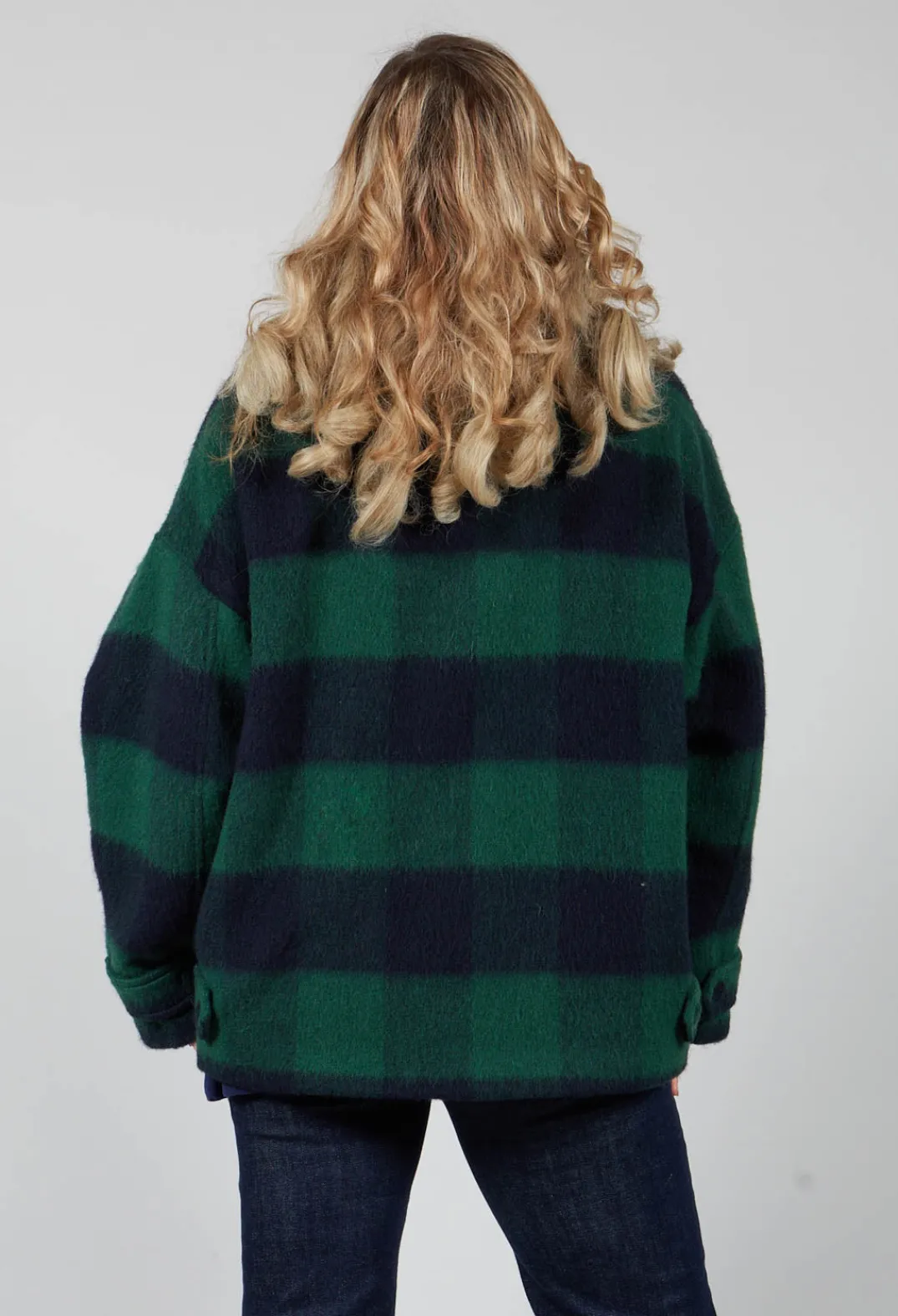 Beatrice B Coats^London Wool Check Jacket in Blue and Green