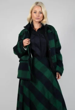 Beatrice B Coats^London Wool Check Jacket in Blue and Green