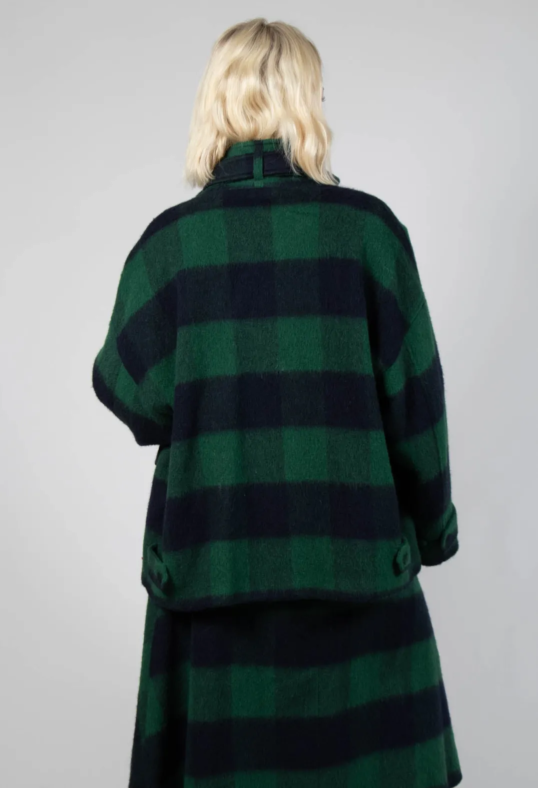 Beatrice B Coats^London Wool Check Jacket in Blue and Green
