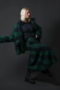 Beatrice B Coats^London Wool Check Jacket in Blue and Green