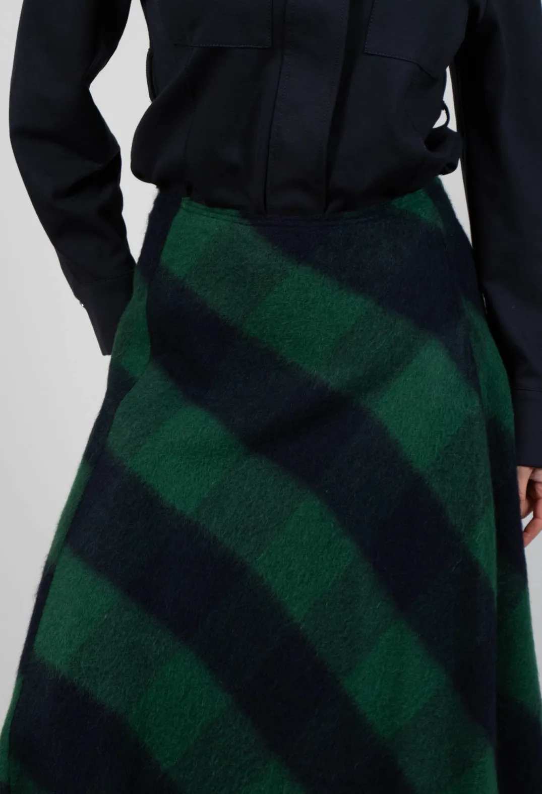 Beatrice B Skirts^London Wool Check Skirt in Blue and Green