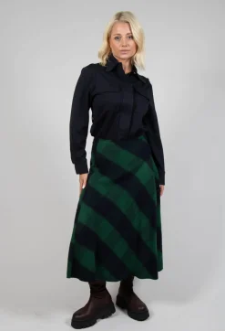 Beatrice B Skirts^London Wool Check Skirt in Blue and Green