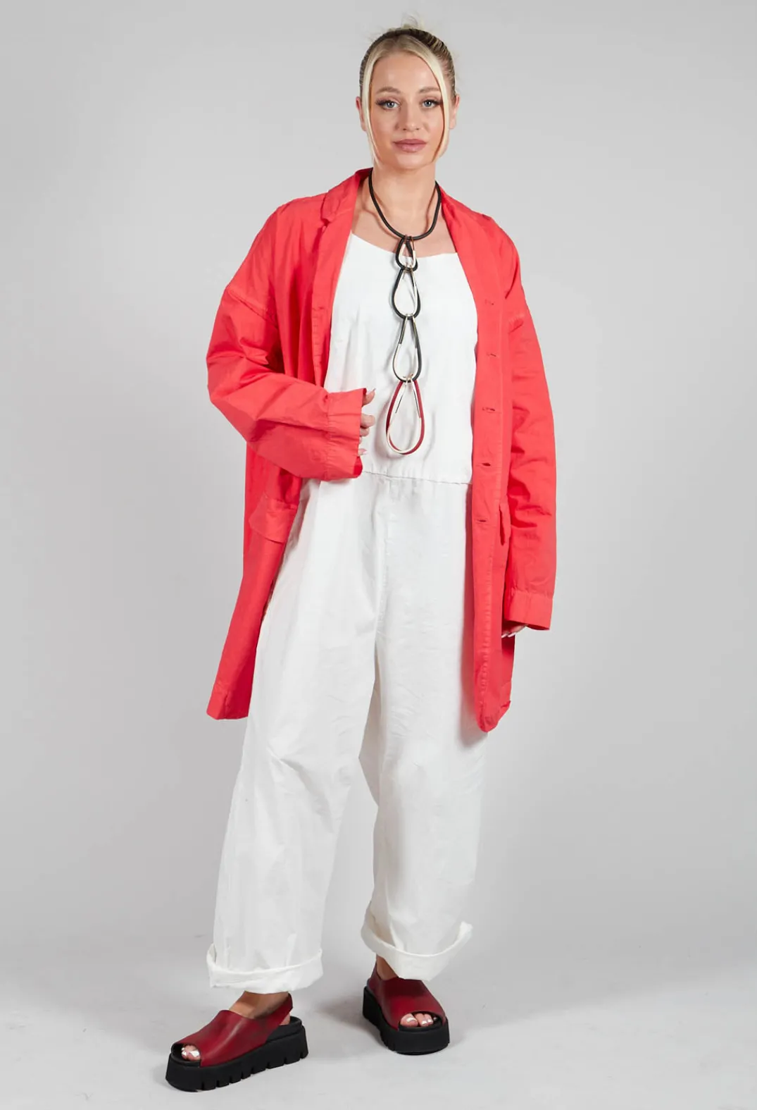 Album Di Famiglia Jackets^Long Blazer CC in Poppy Red