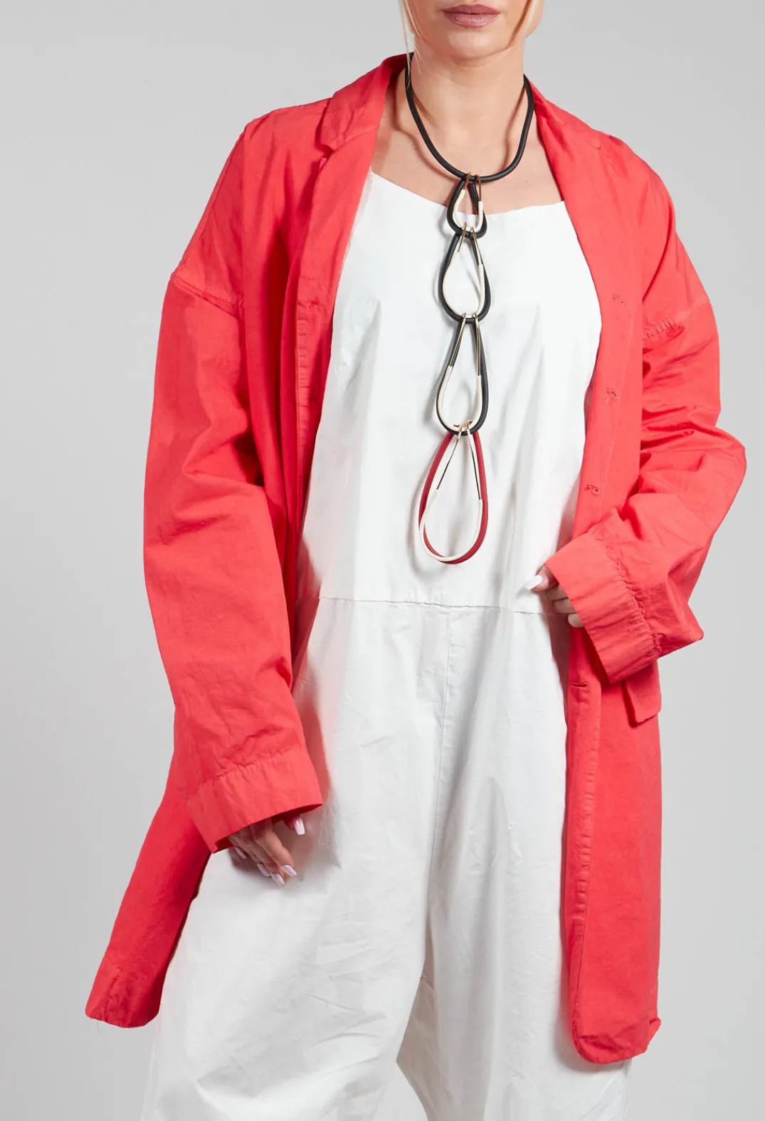 Album Di Famiglia Jackets^Long Blazer CC in Poppy Red