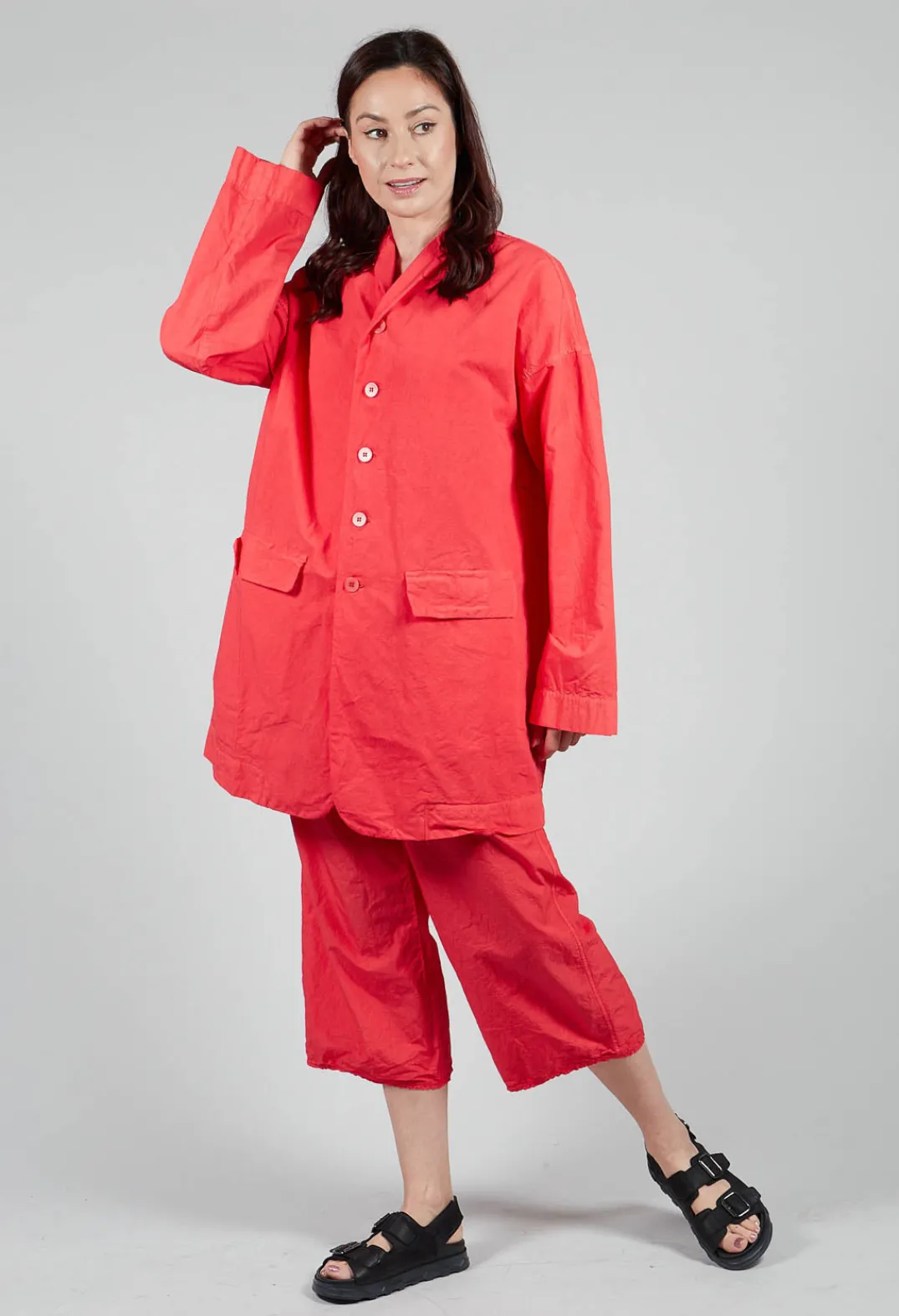 Album Di Famiglia Jackets^Long Blazer CC in Poppy Red