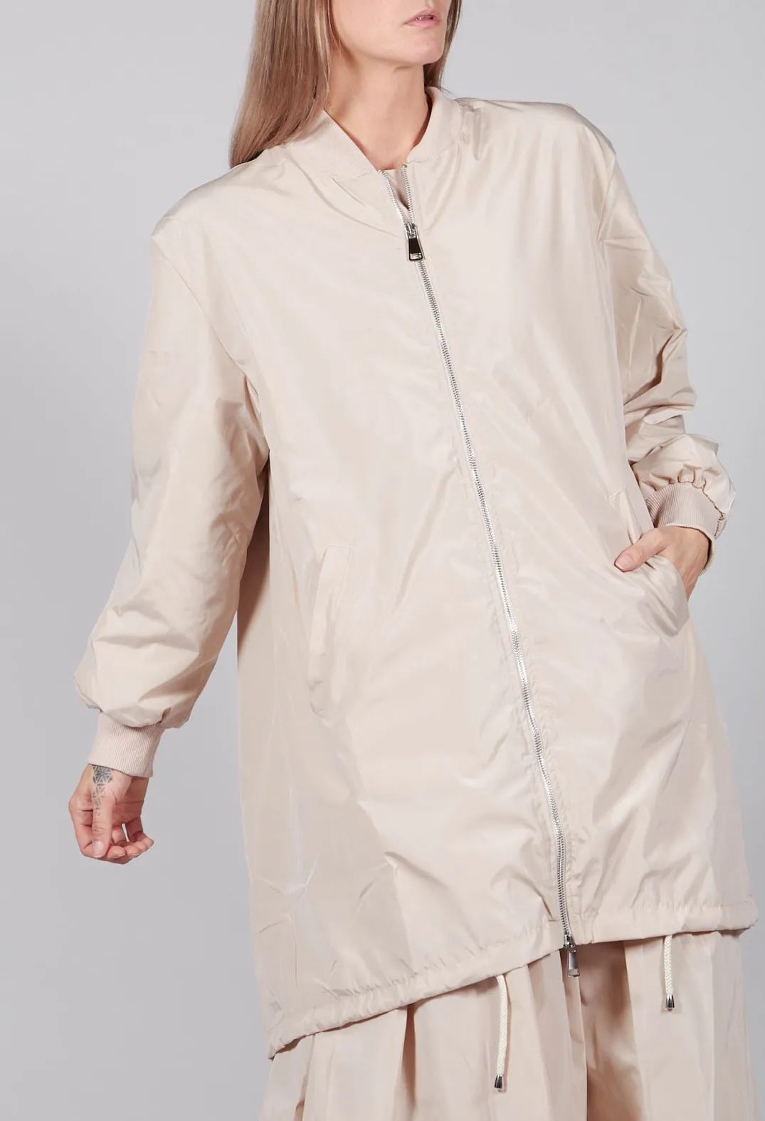 Amici Jackets^Long Bomber Jacket in Powder