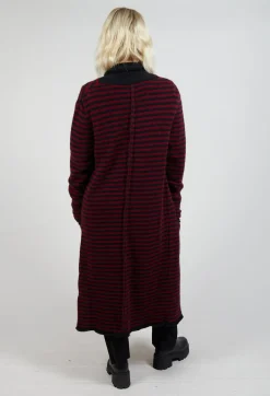 Pal Offner Cardigans^Long Cardigan in Merlot and Black Stripe
