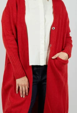 M J Watson Cardigans^Long Cardigan in Tomato