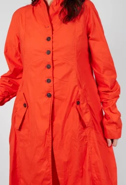 Rundholz Dip Coats^Long Coat with Half-Button Fastening in Mandarine