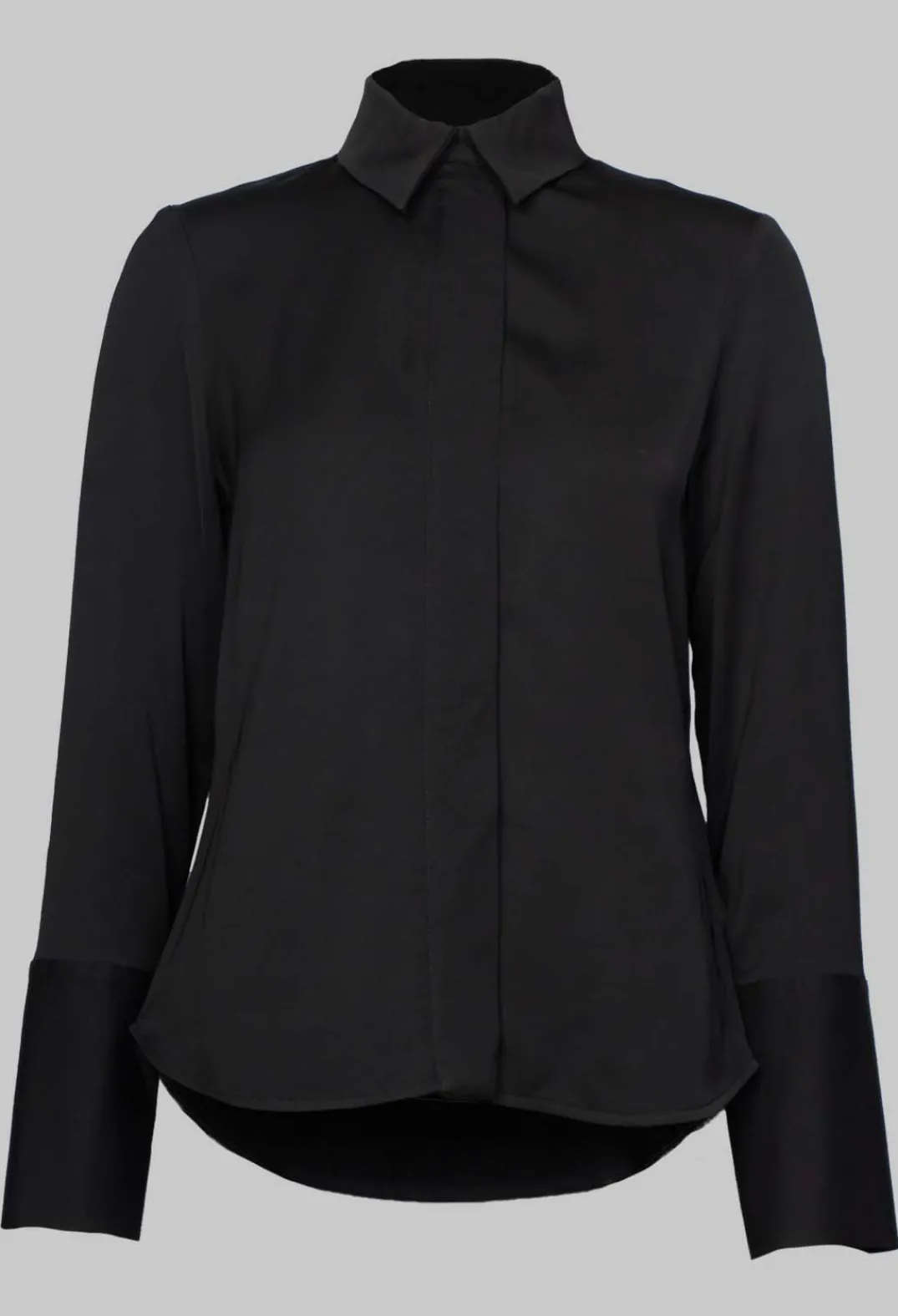 Collectors Club Shirts & Blouses^Long Fitted Shirt in Shiny Black