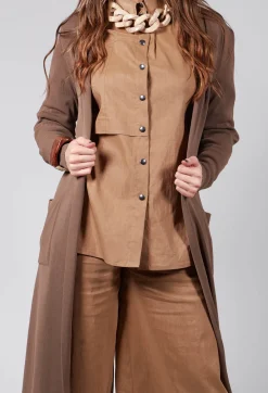 Isabel Benenato Cardigans^Long Knit Cardigan in Soil