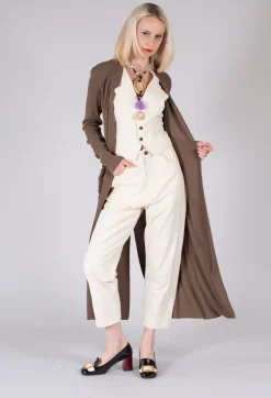 Isabel Benenato Cardigans^Long Knit Cardigan in Soil