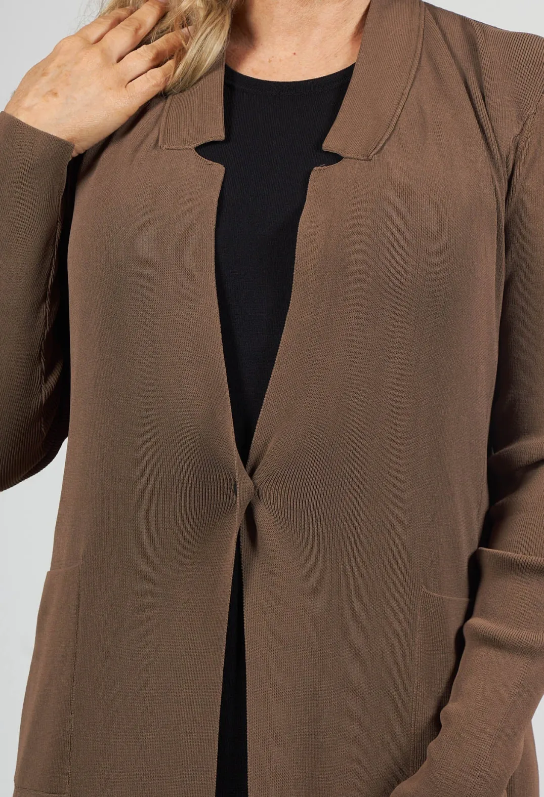 Isabel Benenato Cardigans^Long Knit Cardigan in Soil