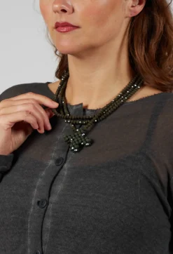 Pluslavie Necklaces^Long Length Necklace with Cross Pendant in Olive