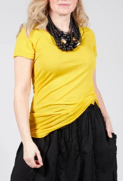 Rundholz Dip T-shirts^Long Length Short Sleeved T Shirt in Yellow