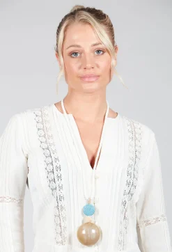 Beatrice Markatos Necklaces^Long Necklace with Small Beads and Large Resin Pendant
