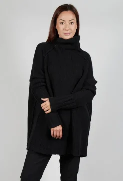 Rundholz Mainline Tops^Long Relaxed Roll Neck Jumper in Black