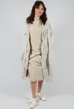 Rundholz Mainline Coats^Long Ribbed Cardigan in Bone Mel